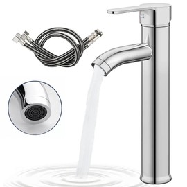 VAGALBOX Grifo de Baño de un Solo Orificio, Grifos de Cocina Grifo, Llave para Lavabo de Baño Agua Caliente y Fría Grifo con 2 Mangueras