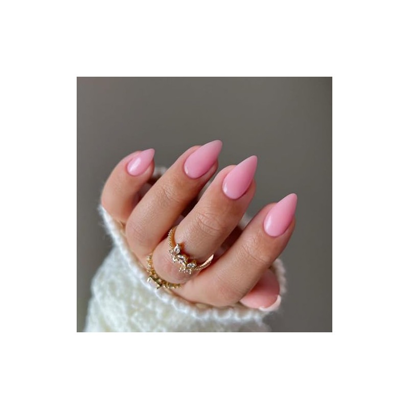 SXVME Uñas Postizas Rosas, Uñas Postizas Reutilizables de Invierno, Cortas,