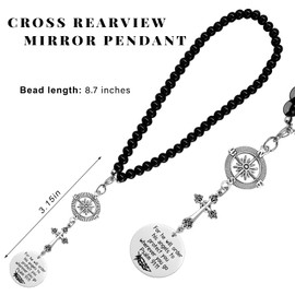 ZNDAW Cross Car Charm, Christian Rear View Mirror Ornament with Bible Verse Psalm 91:11, for He Will Order His Angels to Protect You Wherever You Go, Religious Gift for New Drivers