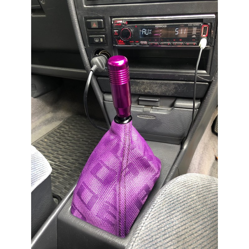 YEHICY Universal Shift Knob Shifter Boot Dust Cover Purple Canvas