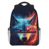 Giwawa Wolf Backpack for School, Blue Red Fire Wolf Animal