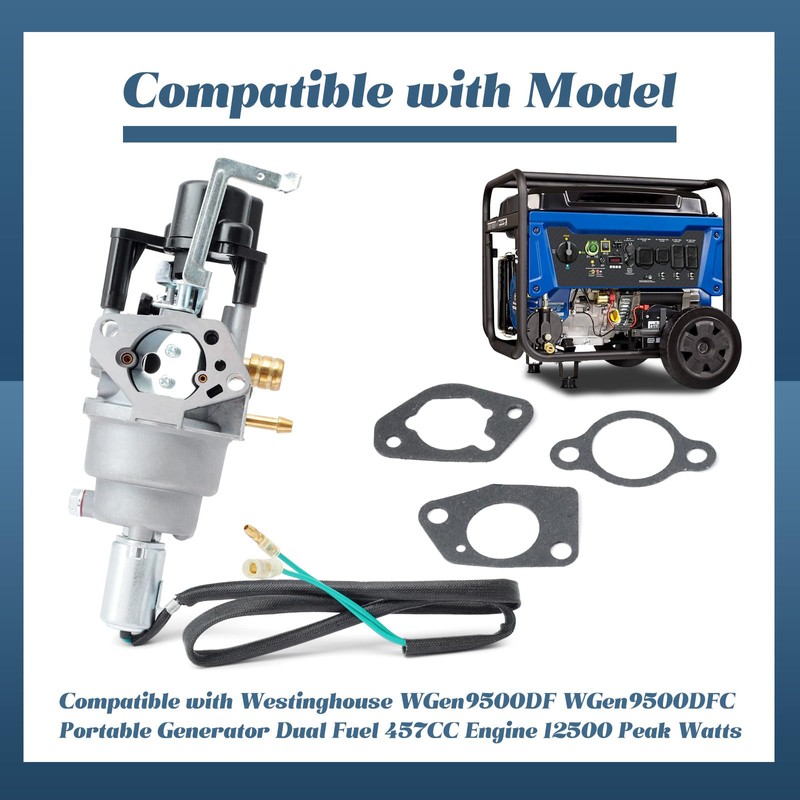 Carburetor Kit Compatible with Westinghouse WGen9500DF WGen9500DFC Portable Generator Dual