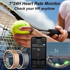 Smart Ring Fitnss Tracker Heart Rate Sleep Monitor Blood Oxygen Health Ring Fitness Ring Pedometer Calories Step Counter Exercise Mode Sport Ring 5ATM Waterproof Smart Rings for Men Women