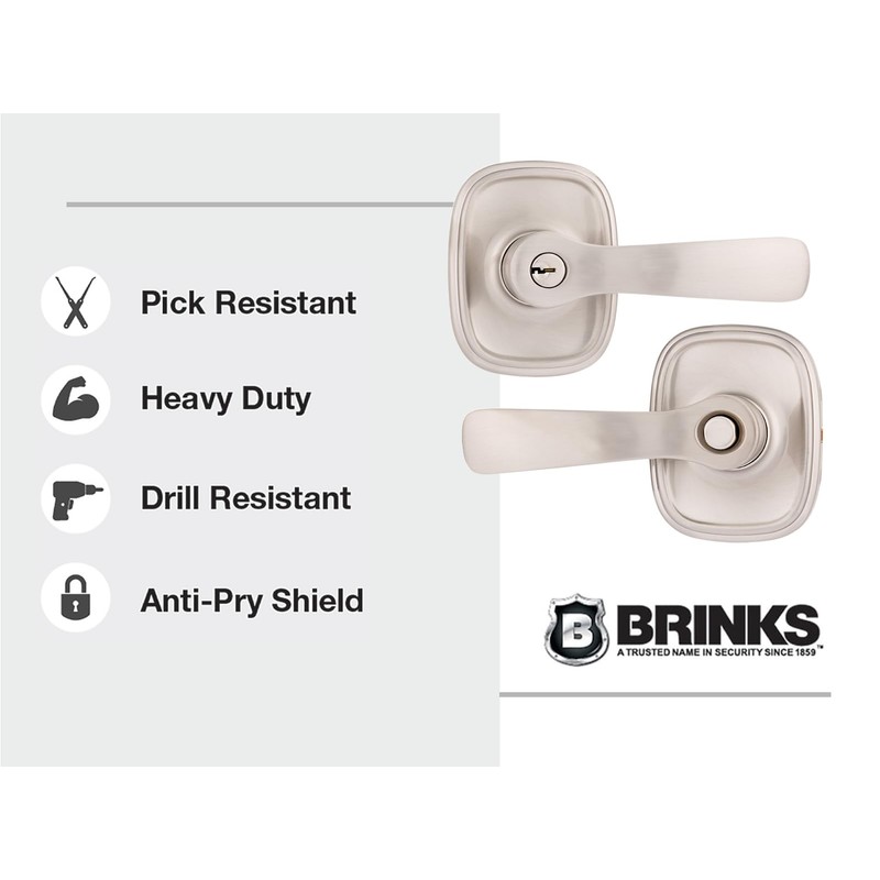 BRINKS - Alwood Modern Front Door Keyed Entry Lever, Satin