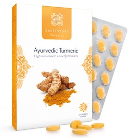 Healthspan Ayurvedic Turmeric | 60 Tablets | 95% high curcuminoid Content | Added Vitamin C | Supports Joint and Immune Health | Vegan Friendly