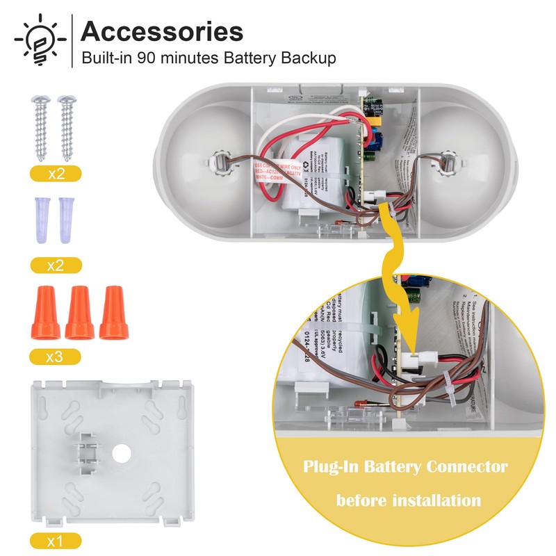 GRUENLICH LED Emergency Light with Battery Backup, 2 Adjustable Bug