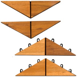 Interlocking Deck Tiles Herringbone 4 Pack Edge Tile - Non-Slip Acacia Wood Outdoor Tiles for Patio - Decking, Porch and Balcony Flooring Tiles - Easy to Install Wooden Deck Tile Pavers (Edges)