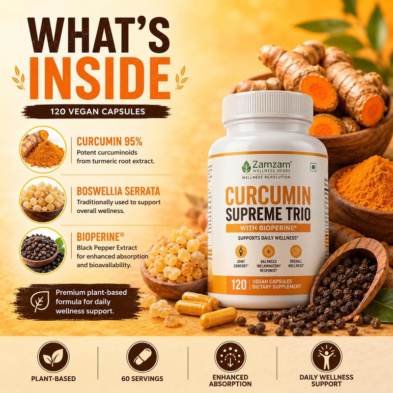 Curcumin Supreme Trio with 95% Curcumin, Boswellia Serrata & BioPerine®