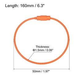 uxcell Cable Key Rings, 6.3"/ 160mm Wire Keychain Twist Loops for Lanyards, Keychains, Luggage Tags, Orange, 8Pcs