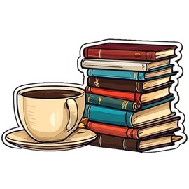 3PC 3'' Books and Coffee Sticker Vinyl Stickers, Laptop Decal, Water Bottle Sticker, Car Decal, Skateboard Stickers, Funny Stickers, Bumper Stickers, Gift for Lover 3