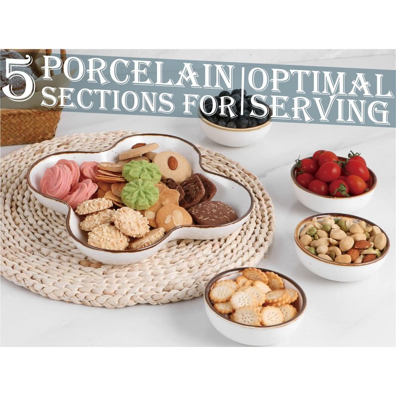 ONEMORE Chip and Dip Serving Set, 8.5 inch Speckled Ceramic