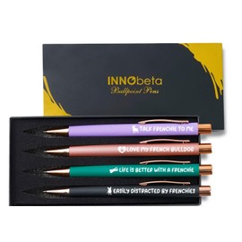 INNObeta French Bulldog Gifts, Ballpoint Pen Set of 4, Frenchie Gifts for Dog Mom, Dog Dad, Dog Lovers on Christmas, Birthday