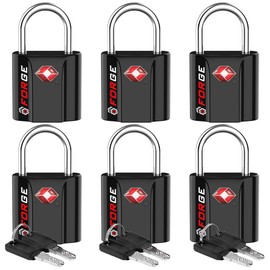 Forge 1''x1'' Small Size TSA Approved Luggage Locks: Key Locks for Travel. Ultra Secure Dimple Key Travel Locks Alloy Body Luggage Locks. Black 6 Pack.