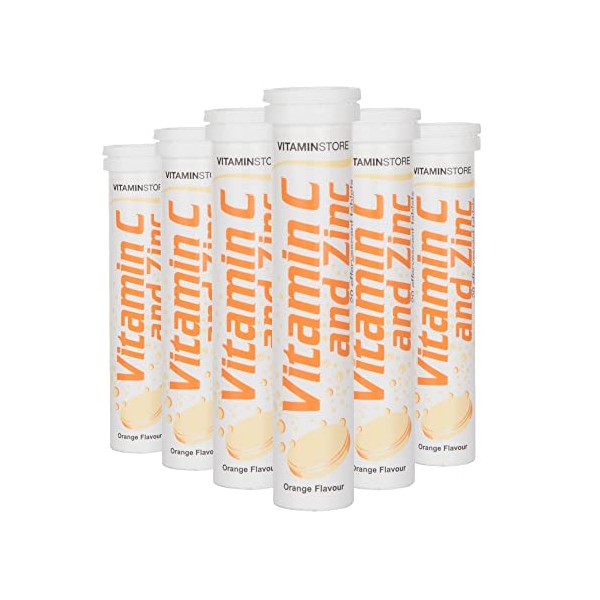 Vitamin Store Vitamin C and Zinc Effervescent Tablets, Orange Flavoured,
