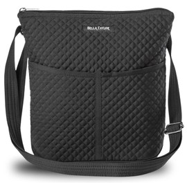 Bella Taylor Hipster Crossbody Purse for Women | Medium Size Shoulder Bag with Adjustable Strap | Quilted Vintage Black Microfiber