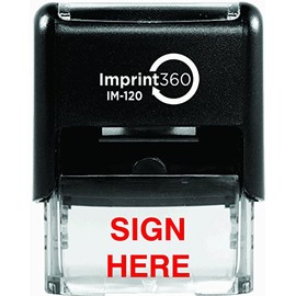 Imprint 360 AS-IMP1078 "Sign HERE" Heavy Duty Commercial Quality Self-Inking Rubber Stamp, Laser Engraved for Clean, Precise Imprints, Red Ink, 9/16" x 1-1/2" Impression Size