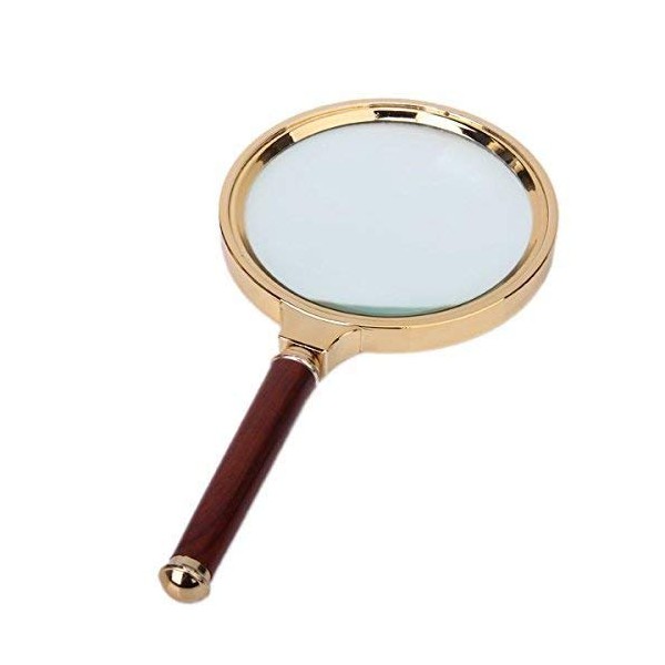 Takelablaze Wooden Handle Magnifier Loupe Magnifier 5 Magnification Mahogany Handle 90mm Reading Newspaper Lens Keepsake Respect for the Aged Day