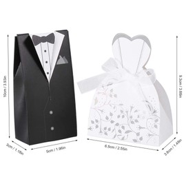100Pcs Novel Elegant Romantic Favor Dress Tuxedo Bride and Wholesale Cardboard Candy Box Wedding Party Gift Decoration(Tuxedo)