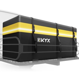 Hitch Cargo Carrier Bag - KYX 15 Cubic Feet Hitch Mount Vehicle Cargo Carrier Bag Car Pickup Truck 100% Waterproof, Anti-Tear 1000D PVC Fabric, Integrated Rain Curtain, Reinforced Straps (59" 18" 24")