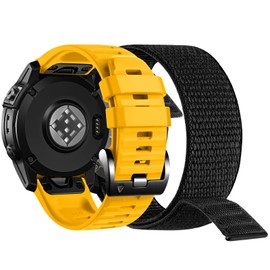 Quickfit Nylon Silicone 22mm Band for Garmin Fenix 5/Fenix 6/Fenix 7, Soft Silicone Hook Loop Watch Band for Fenix 8 47mm/epix Pro 47mm/Fenix 5 Plus/Fenix 6 Pro/Fenix 7 Pro/Instinct 2/Forerunner 935