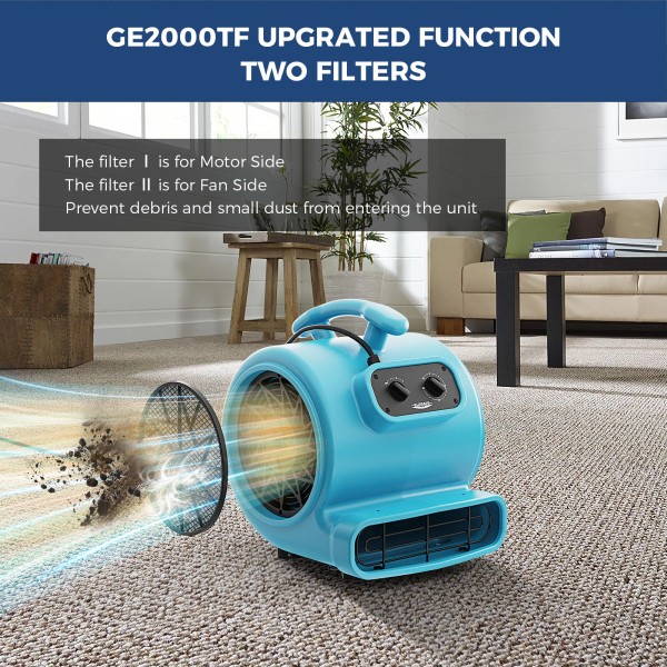 ALORIAR GE2000TF Air Mover Carpet Dryer Blower Floor Fan 2000