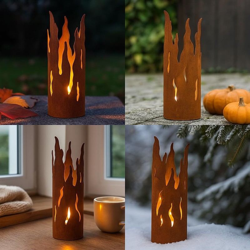Der-Porzellan-Laden Patina Lantern Streaks Made of Metal, Small, 30 x