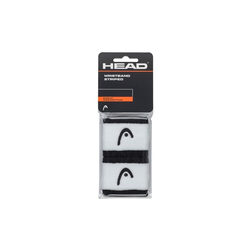 HEAD Unisex Adult Wristband Striped 2.5, Black/White, 2.5 Inches