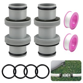 hicoosee Pack of 2 Pool Hose Connectors 38 mm with Washers Pool Hose Adapter Extension Compatible for Intex Bestway Coleman Pool Connection Set