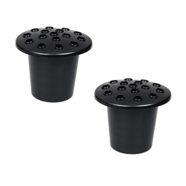 Invero Set of 2 Memorial Grave Vase with Lid Plastic Pot Insert Flower Holder - Ideal Grave Decoration for Fresh or Artificial Flowers - Black Lid