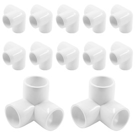 Uenhoy 12 Pack PVC Fitting Elbow 1/2 Inch 3 Way PVC Elbow Corner Fittings, Furniture Grade PVC Fitting Connector for Greenhouse Shed Pipe & Building Furniture, White