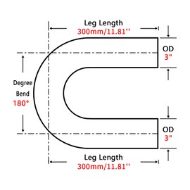 FGJQEFG 3 Inch 180 Degree DIY Custom Mandrel Exhaust Pipe Tube Pipe, T304 Stainless Steel, Universal Fit, 23.62 Inch End to End Length, 3'' OD Mandrel Bend Pipe 2PCS