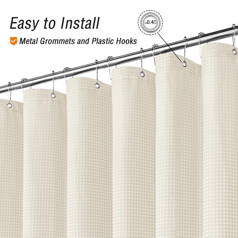 Gibelle Long Shower Curtain 72 x 78, Tall Waffle Weave