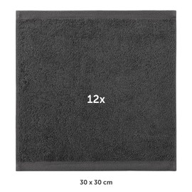 Blumtal Towel Set, 12 Face Cloths 30 x 30 cm, Soft and Absorbent, 100% Cotton, Oeko-Tex 100 Certified, Anthracite