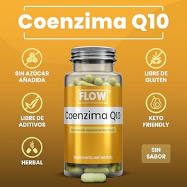 Coenzima Q10-30 Capsulas de 500 mg - Suministro para 1 mes - Suplemento alimenticio antioxidante - Flow Supplements