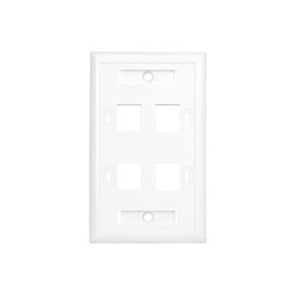 Quad Outlet Rj45 Universal Keystone Face Plate / Wall Plate, White, 4-Port