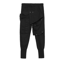 MOKEWEN Men's Gothic Punk Techwear Lace Up Jogger Urban Cargo Pants with Pockets Black S-5XL