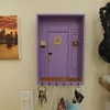 Wooden Purple Door Keychain Holder Hooks Storage Wall Hanger Shelf