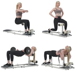 SEANLEECORE Hip Thrust Machine with High Resistance and Protectors Pad - 3D High Density Polyurethane Cushion - Premium Squat for at Home Gym - Color: Hip Thrust Retractable Pro