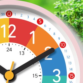TKCHAX Analog Alarm Clock for Kids Learn to Tell Time with Colorful Dial, Silent Clock Movement, Battery Operated with Back-light, for Kids,Teens and Nice Bedroom Decor (Pink)