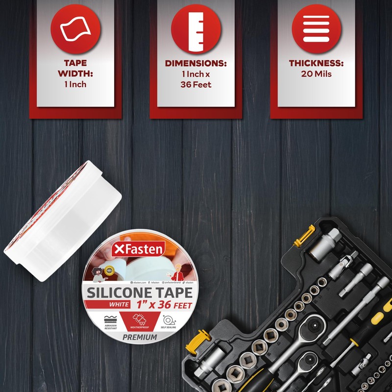 XFasten Self Fusing Silicone Tape Waterproof White– 1" x 36