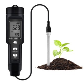 EVTSCAN Soil Tester, Soil Moisture Light pH Meter, Portable Soil Tester Soil EC Salinity Tester with Probe for Gardening Plants Farming