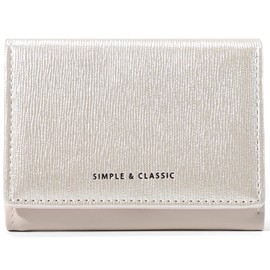 Sminra Womens Wallet Small Trifold Slim Pearlescent Trendy Leather Glitter Cute Wallet Cash Pocket with Coin Purse ID Window Card Holder for Girls (Pearl Creamy-White)
