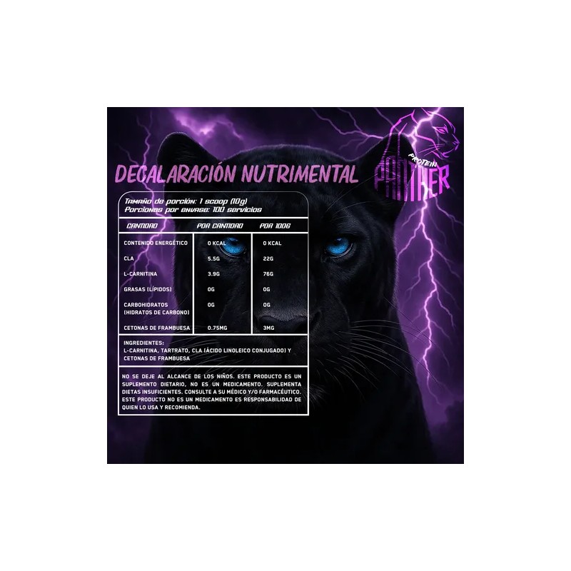 Cla Carnitina Panther Protein 1kg 100 Servicios Sabores