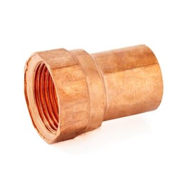 PlumberStop - 1/2 X 3/8 Copper Sweat Female ADAPTER - C X FIP 1/2 X 3/8 Nominal I.D. Size - 5/8 X 3/8 Refrigeration O.D. Size For Soldering All Copper Pipe Type L, M, K, Plumbing and Heating
