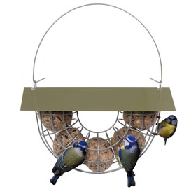 Jacobi Jayne® Suet Ball Basket - large capacity holds 5 fat balls for wild birds - hanging bird feeder for suet balls - bird feeder with pitched roof to protect bird fat balls