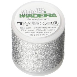 MADEIRA Metallic Sparkling Nr.40 Stickerei Gewinde, 200 Meter Länge, 041 Silber M9842-041 40wt/220 yd