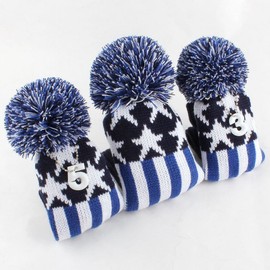 NEW USA USA Hand Knit Golf Headcover for 1#3#5# with Pendant Blue/Red (Blue)