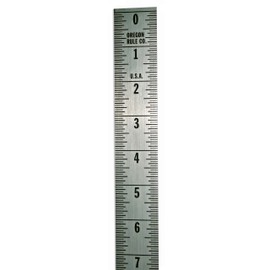 Oregon Rule Co. Ruler Adhesive Backed 1 1/4 Inch Wide X 36 Inch Long Vertical Down Fractional 1/16' Grads Silver
