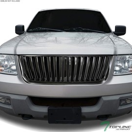 Glossy Black Vertical Front Hood Bumper Grill Grille Guard ABS Compatible With 03-06 Ford Expedition