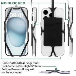 Heclia 2Pcs Cell Phone Lanyard Crossbody Adjustable Neck Phone Holder with Card Pocket, Universal Silicone Neck Strap Compatible with Most Smartphones, Anti Theft Phones Strap for Men & Women